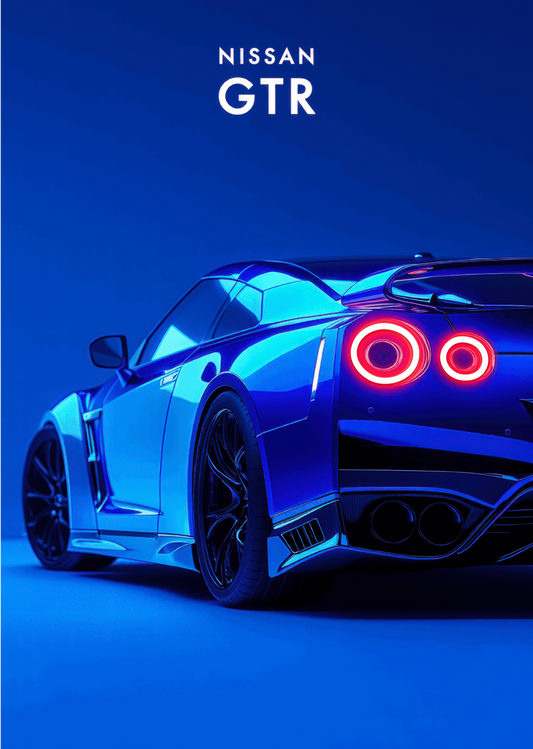 NISSAN-GTR Blue- Acrylic Neon LEDs Poster